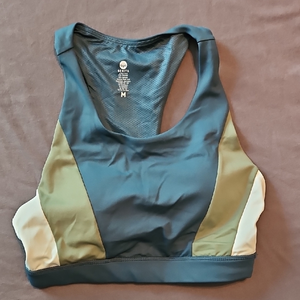 Senita Athletics Teal and Olive Sports Bra